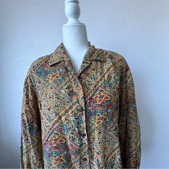 Liz Clairborne Lizwear Floral Button Down Blouse 100% Rayon Shirt Size S - Picture 3 of 11